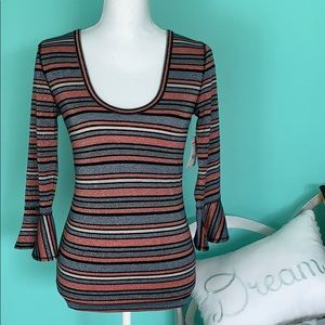 Free People Stripe Metallic Top